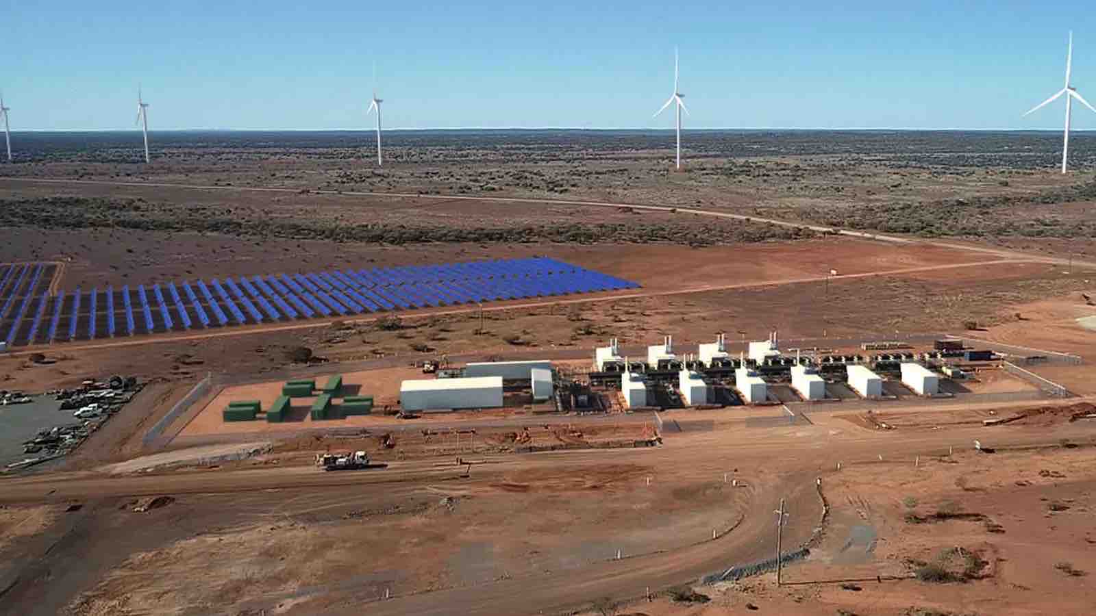 Hybrid renewable microgrid with wind turbines, solar array and Battery Energy System, Agnew WA
