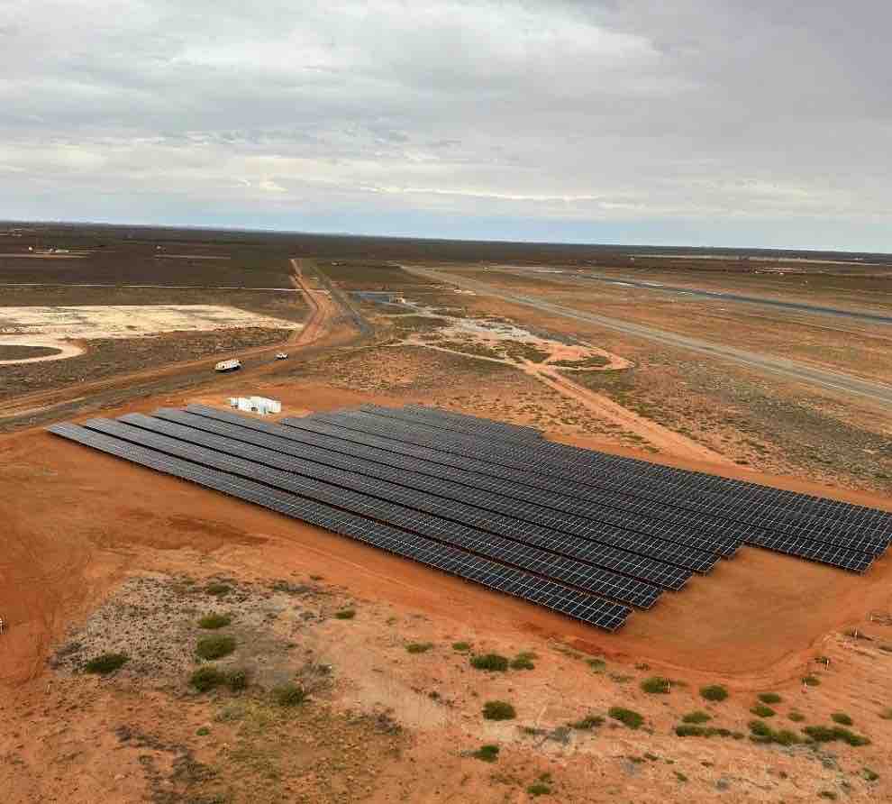 Port Hedland International Airport solar farm beside the runway, Western Australia